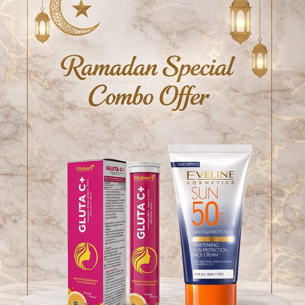 Vitaberry Gluta C+ Effervescent Tabs(2Pcs) With Eveline Sun Protection Cream (50+SPF)